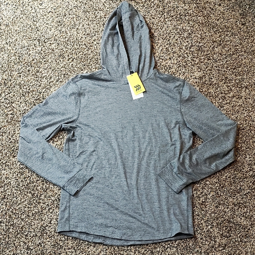 All In Motion | Gray Hooded Mens Long Sleeve Shirt